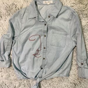 Embroidered Abstract Face Shirt